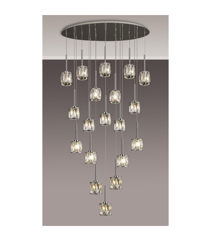 Keene 19 Light G9 2m Oval Multiple Pendant Polished Chrome / Clear Crystal Shade Item Weight: 24.1kg-3