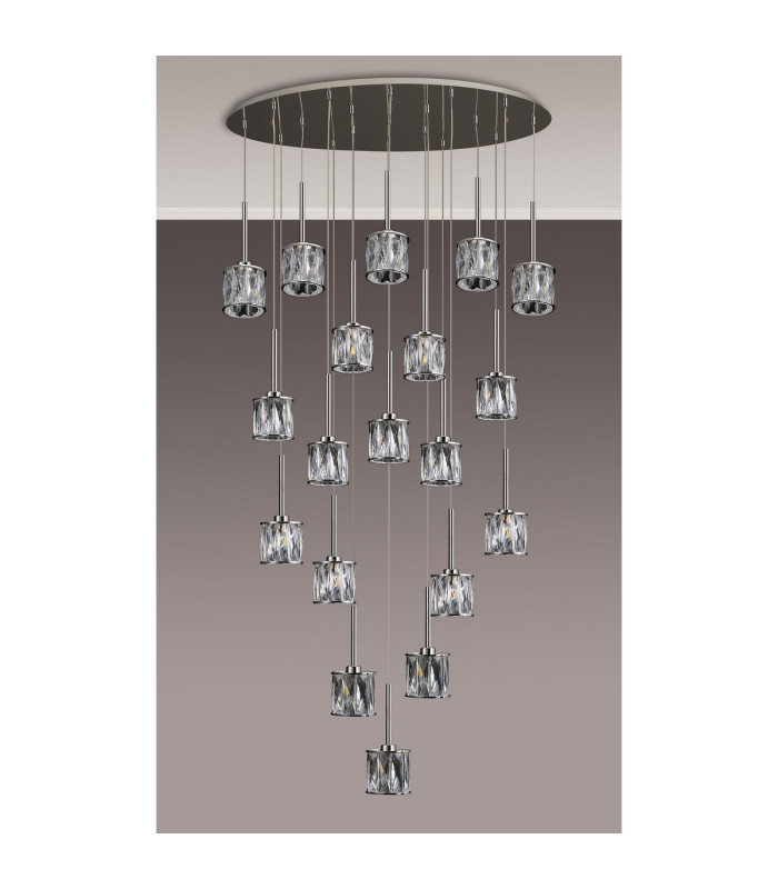 Keene 19 Light G9 2m Oval Multiple Pendant Polished Chrome / Clear Crystal Shade Item Weight: 24.1kg-10