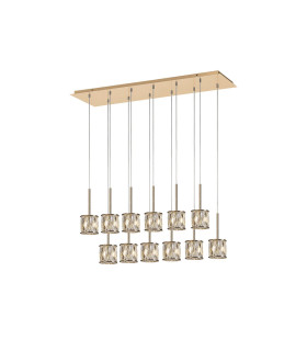Keene 12 Light G9 2m Linear Pendant French Gold / Clear Crystal Shade-1