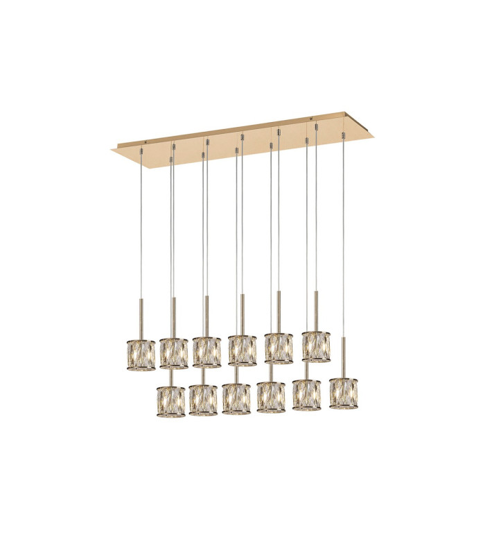 Keene 12 Light G9 2m Linear Pendant French Gold / Clear Crystal Shade-1