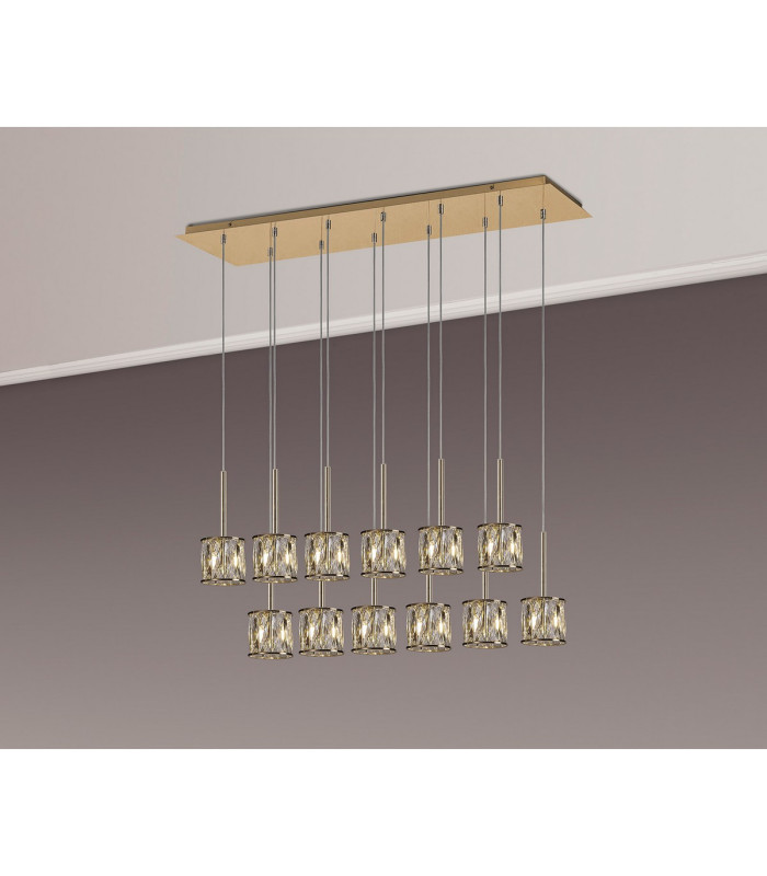 Keene 12 Light G9 2m Linear Pendant French Gold / Clear Crystal Shade-3