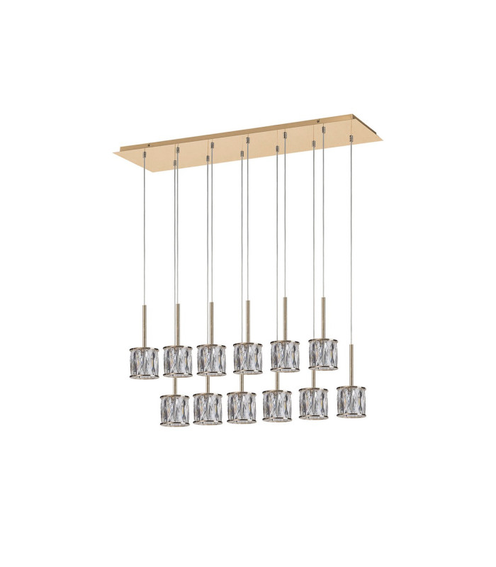 Keene 12 Light G9 2m Linear Pendant French Gold / Clear Crystal Shade-4