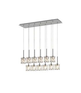 Keene 12 Light G9 2m Linear Pendant Polished Chrome / Clear Crystal Shade-1
