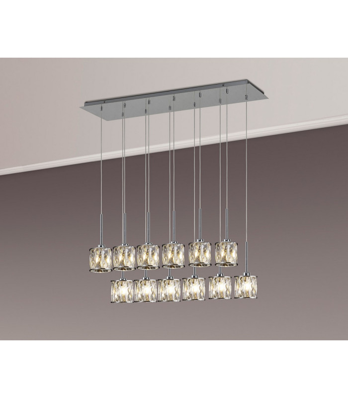 Keene 12 Light G9 2m Linear Pendant Polished Chrome / Clear Crystal Shade-3