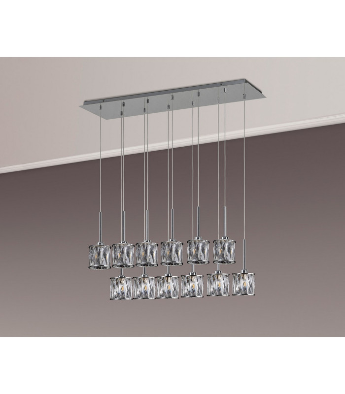 Keene 12 Light G9 2m Linear Pendant Polished Chrome / Clear Crystal Shade-10