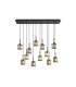 Keene 12 Light G9 2m Linear Pendant Satin Black / Smoke Crystal Shade-1