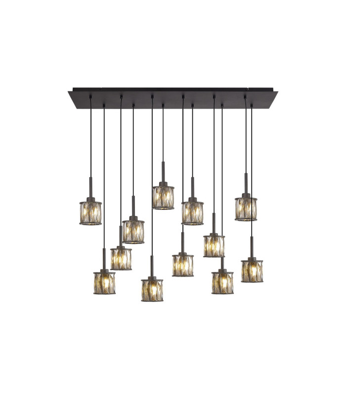 Keene 12 Light G9 2m Linear Pendant Satin Black / Smoke Crystal Shade-1