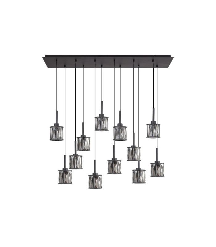 Keene 12 Light G9 2m Linear Pendant Satin Black / Smoke Crystal Shade-3