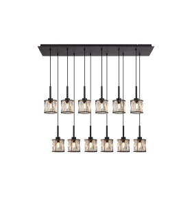 Keene 12 Light G9 2m Linear Pendant Sand Black / Clear Crystal Shade-1