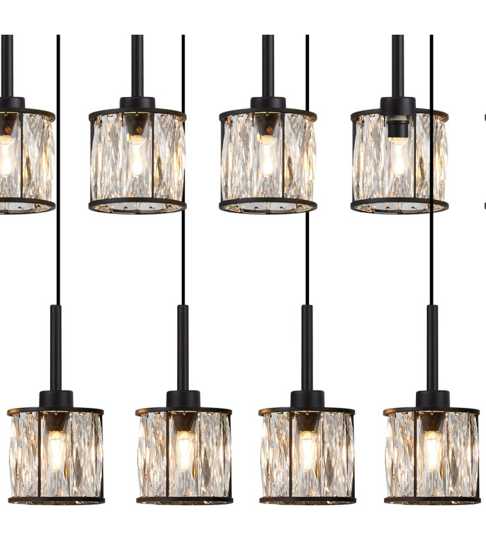 Keene 12 Light G9 2m Linear Pendant Sand Black / Clear Crystal Shade-6