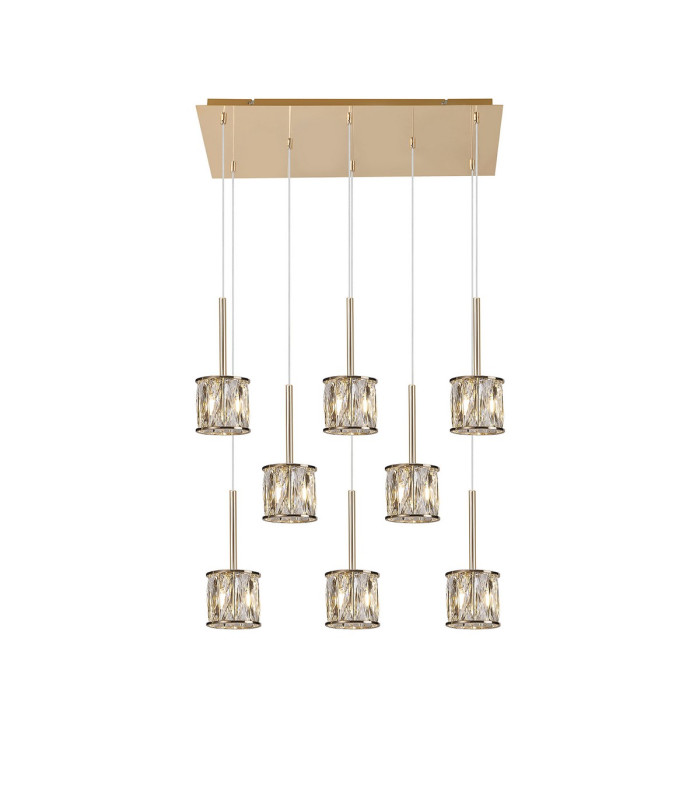 Keene 8 Light G9 2m Rectangle Multiple Pendant French Gold / Clear Crystal Shade-1