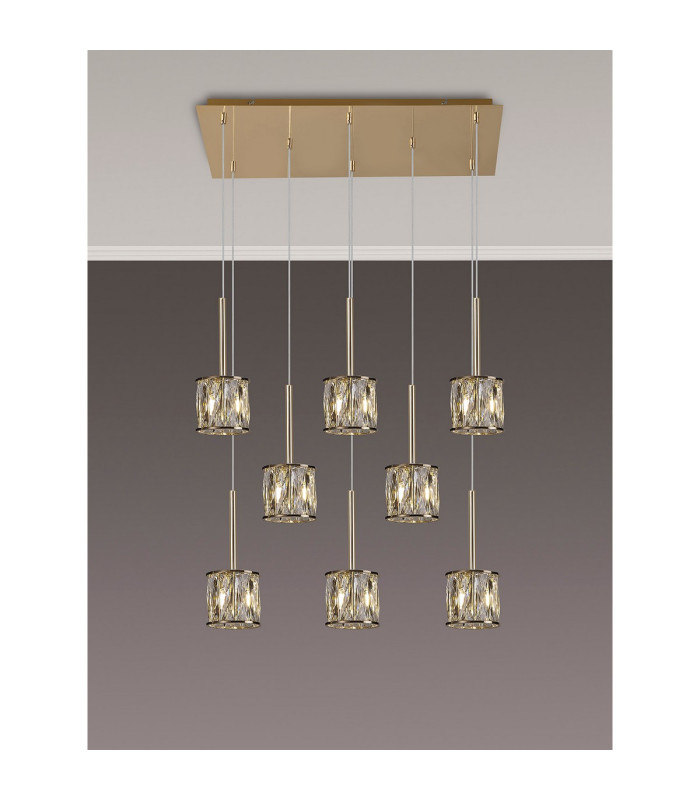 Keene 8 Light G9 2m Rectangle Multiple Pendant French Gold / Clear Crystal Shade-3