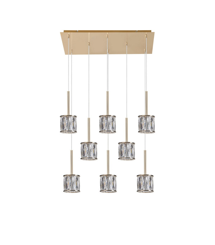 Keene 8 Light G9 2m Rectangle Multiple Pendant French Gold / Clear Crystal Shade-4