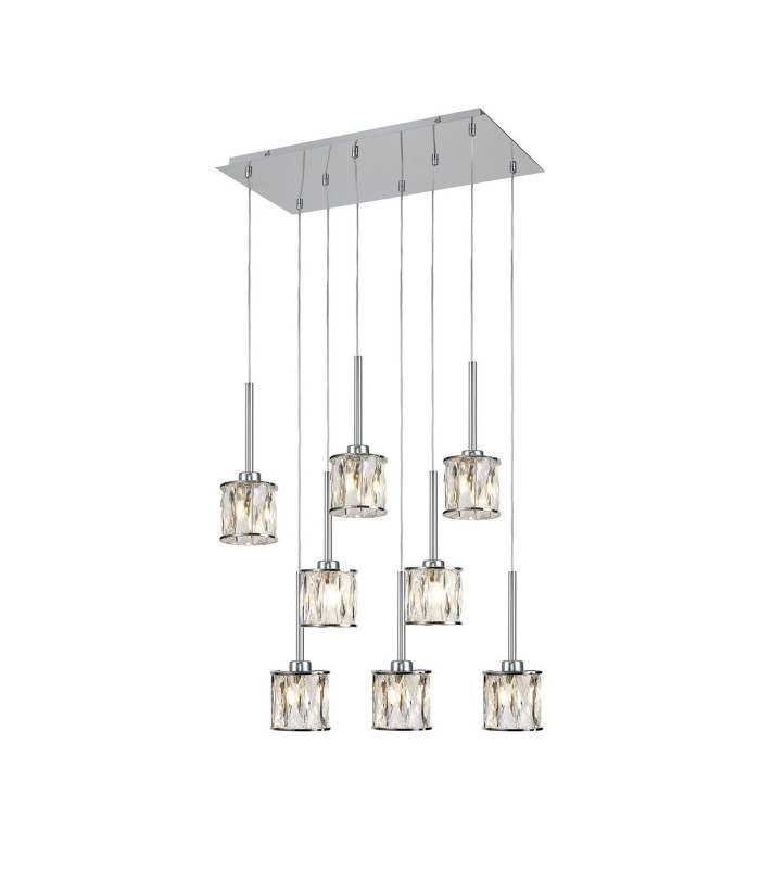 Keene 8 Light G9 2m Rectangle Multiple Pendant Polished Chrome / Clear Crystal Shade-1