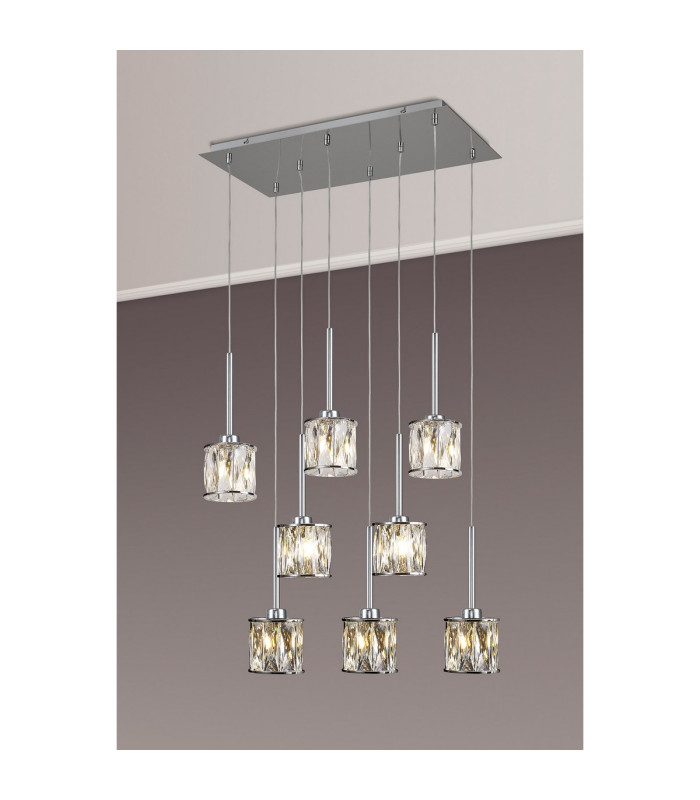 Keene 8 Light G9 2m Rectangle Multiple Pendant Polished Chrome / Clear Crystal Shade-3