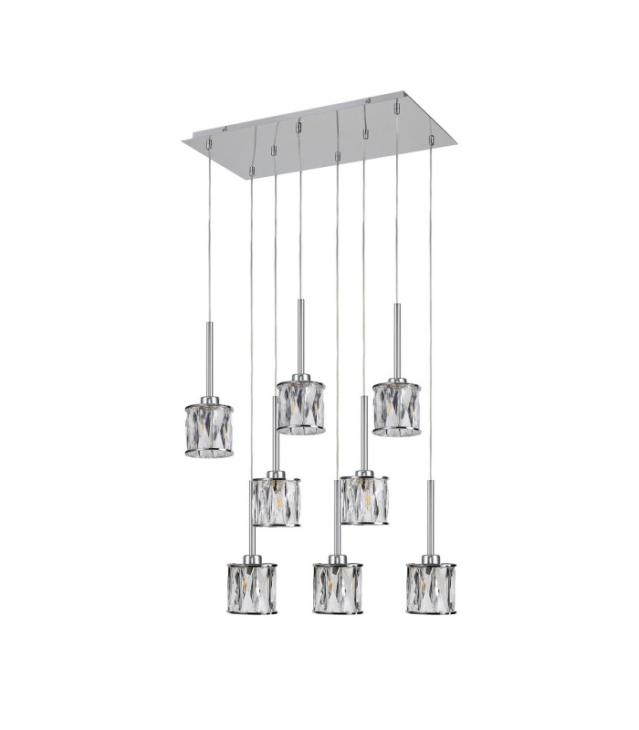 Keene 8 Light G9 2m Rectangle Multiple Pendant Polished Chrome / Clear Crystal Shade-4