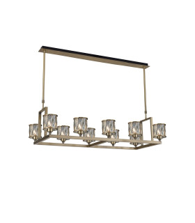 Keene 10 Light Rectangle G9 Telescopic Light Antique Brass / Clear Crystal Shade-1