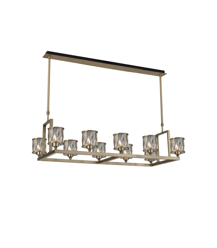 Keene 10 Light Rectangle G9 Telescopic Light Antique Brass / Clear Crystal Shade-1