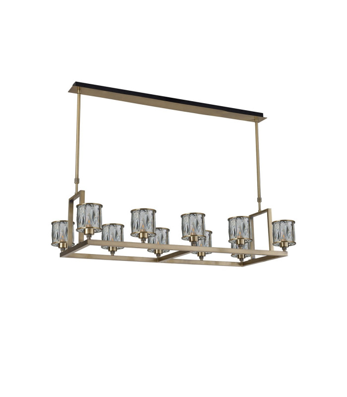 Keene 10 Light Rectangle G9 Telescopic Light Antique Brass / Clear Crystal Shade-4