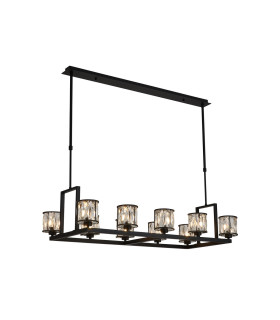 Keene 10 Light Rectangle G9 Telescopic Light Sand Black / Clear Crystal Shade-1