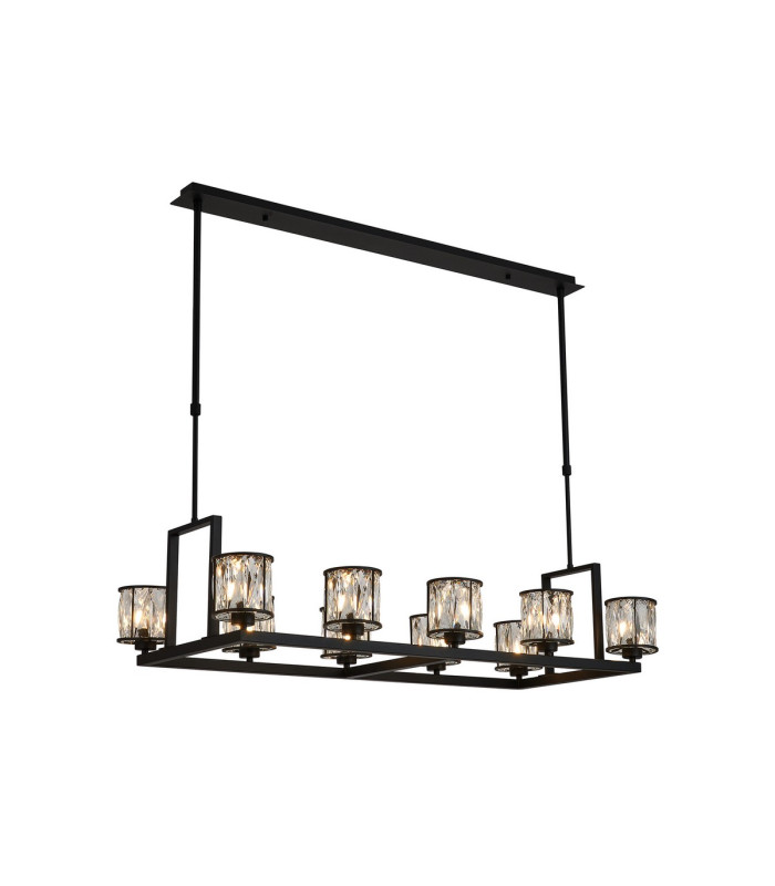Keene 10 Light Rectangle G9 Telescopic Light Sand Black / Clear Crystal Shade-1