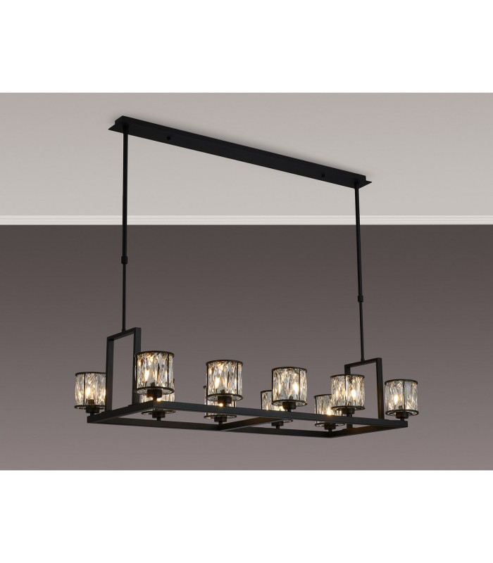 Keene 10 Light Rectangle G9 Telescopic Light Sand Black / Clear Crystal Shade-3