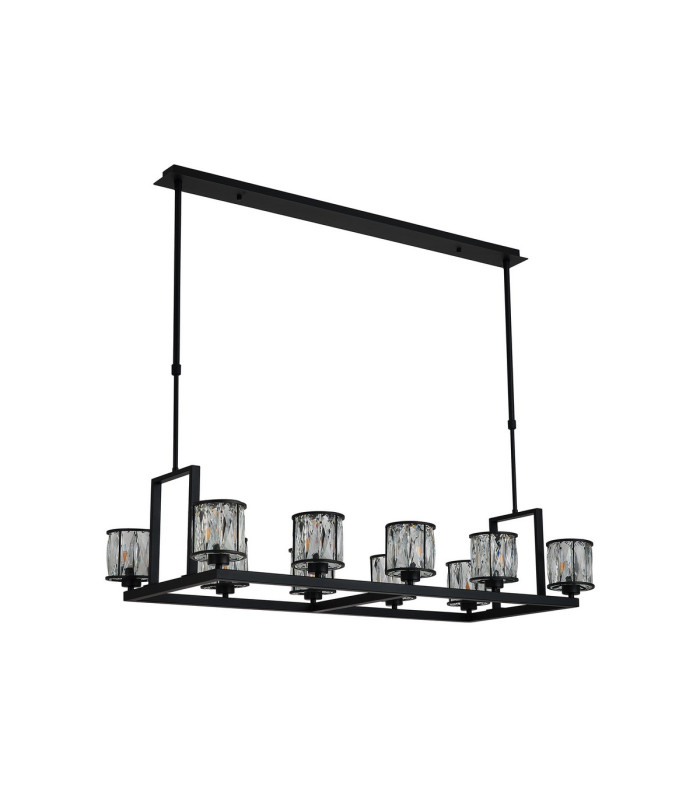 Keene 10 Light Rectangle G9 Telescopic Light Sand Black / Clear Crystal Shade-5