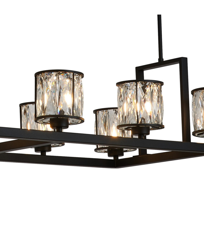 Keene 10 Light Rectangle G9 Telescopic Light Sand Black / Clear Crystal Shade-8