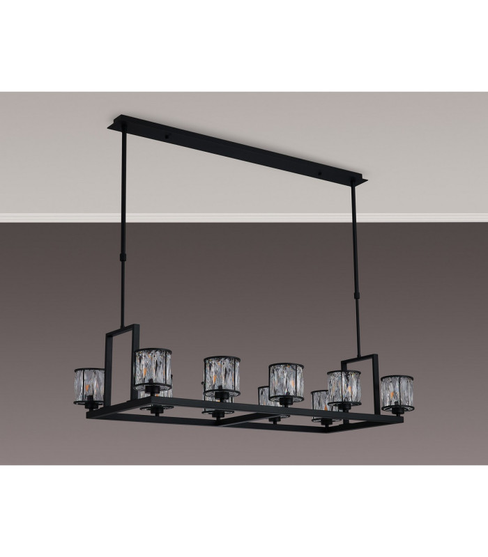 Keene 10 Light Rectangle G9 Telescopic Light Sand Black / Clear Crystal Shade-11