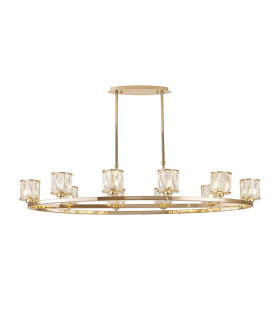 Keene 10 Light Oval G9 Telescopic Light French Gold / Clear Crystal Shade-1