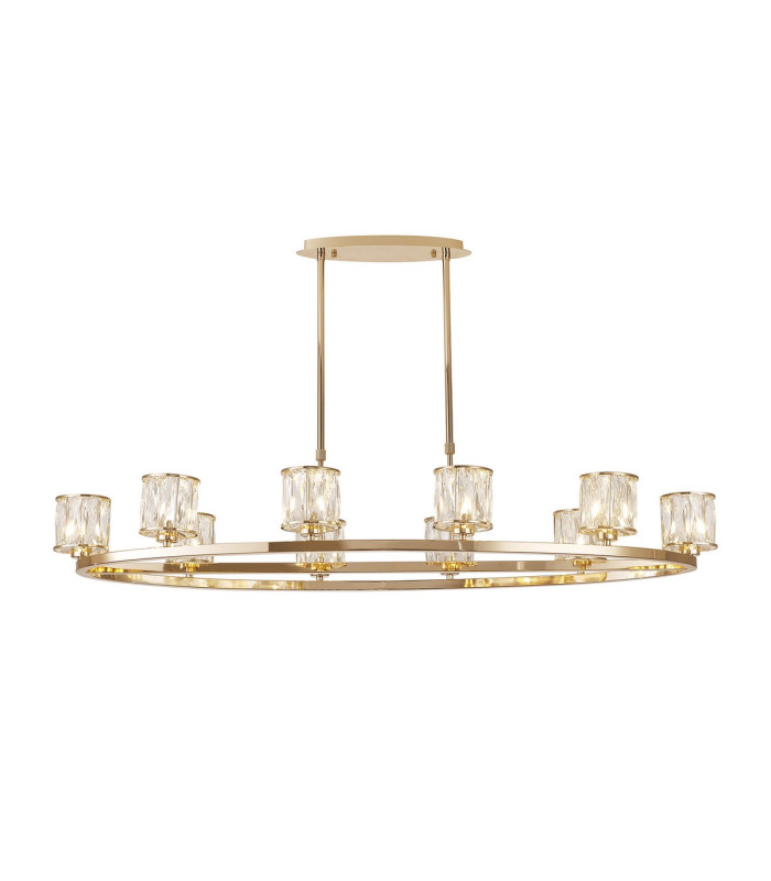 Keene 10 Light Oval G9 Telescopic Light French Gold / Clear Crystal Shade-1