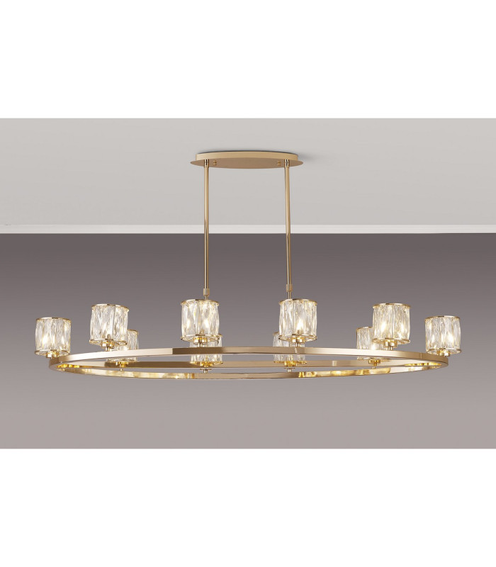 Keene 10 Light Oval G9 Telescopic Light French Gold / Clear Crystal Shade-3