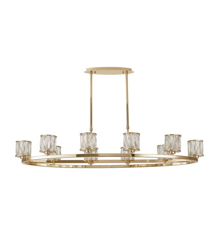 Keene 10 Light Oval G9 Telescopic Light French Gold / Clear Crystal Shade-4