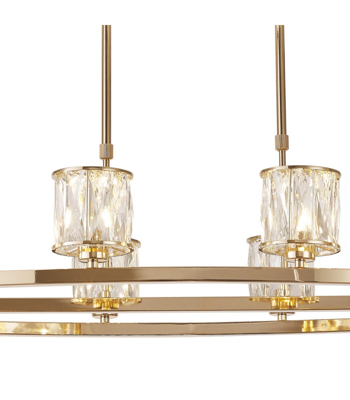 Keene 10 Light Oval G9 Telescopic Light French Gold / Clear Crystal Shade-7