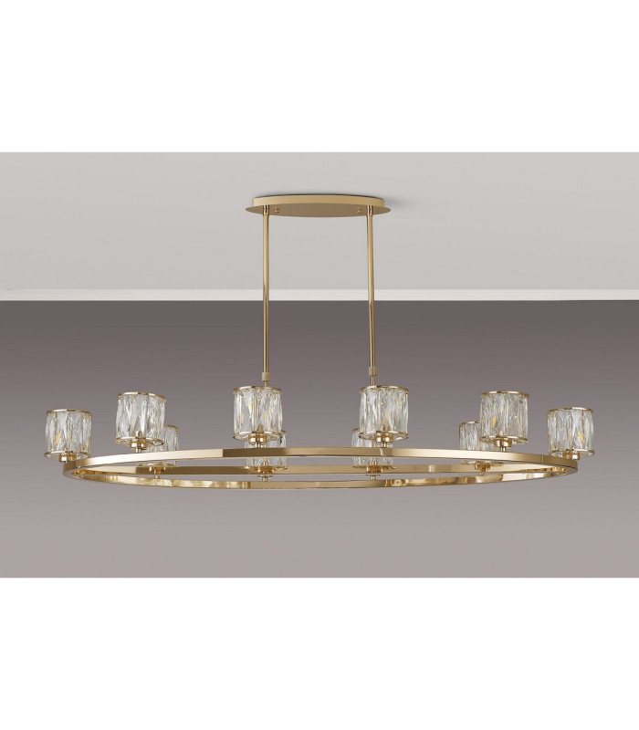 Keene 10 Light Oval G9 Telescopic Light French Gold / Clear Crystal Shade-11