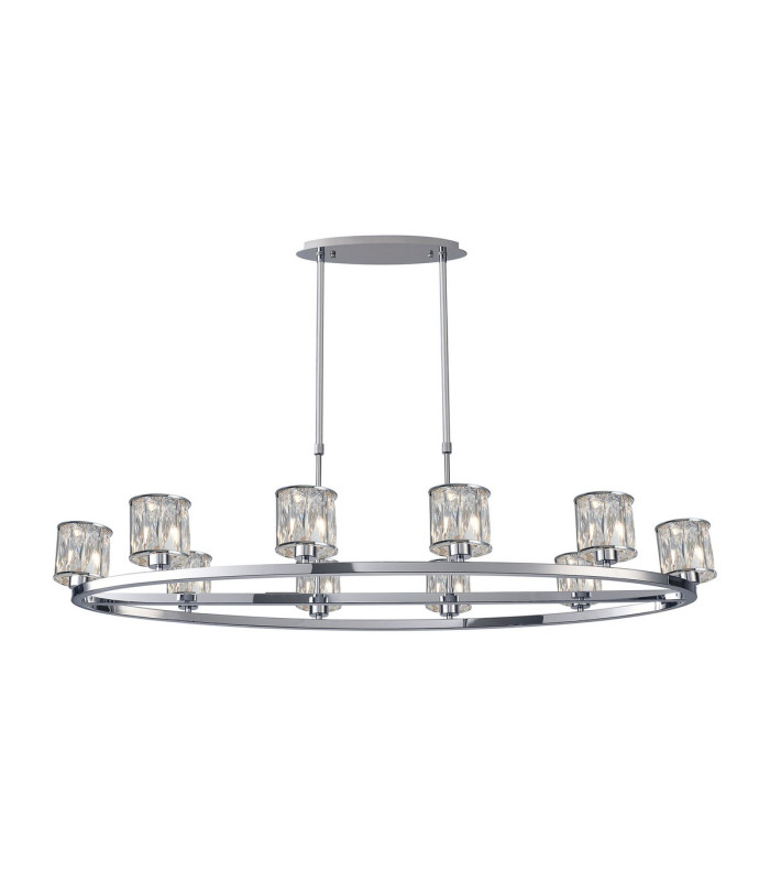 Keene 10 Light Oval G9 Telescopic Light Polished Chrome / Clear Crystal Shade-1