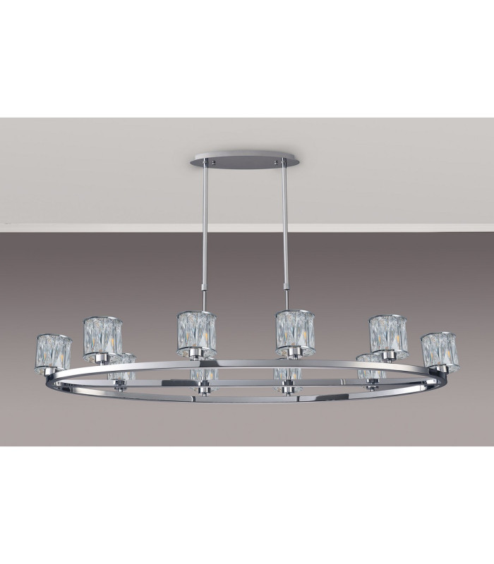 Keene 10 Light Oval G9 Telescopic Light Polished Chrome / Clear Crystal Shade-10