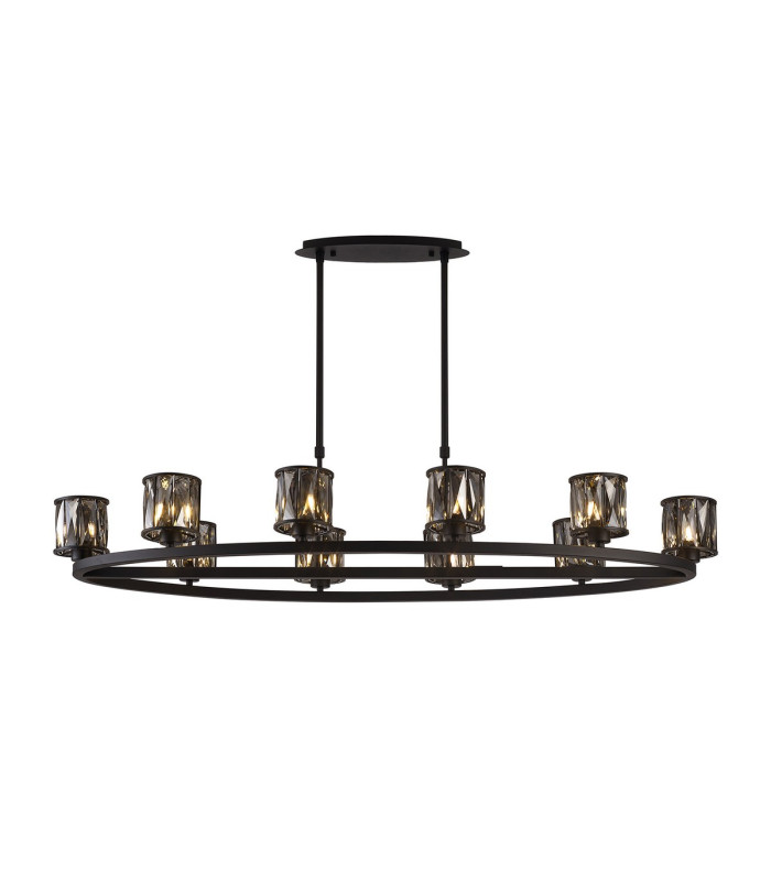 Keene 10 Light Oval G9 Telescopic Light Sand Black / Smoked Crystal Shade-1