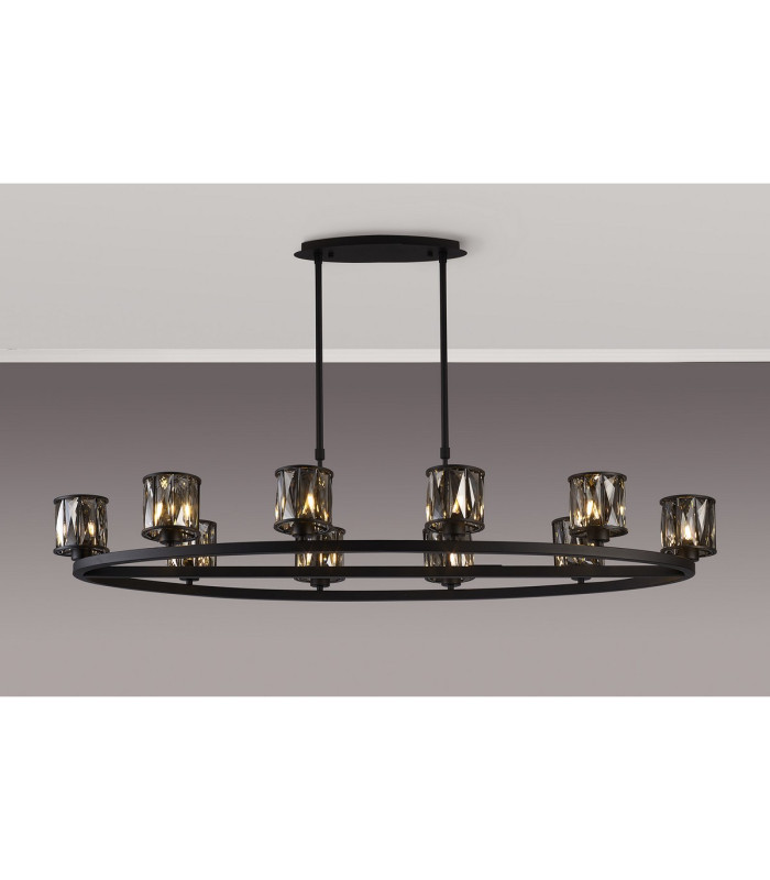 Keene 10 Light Oval G9 Telescopic Light Sand Black / Smoked Crystal Shade-3