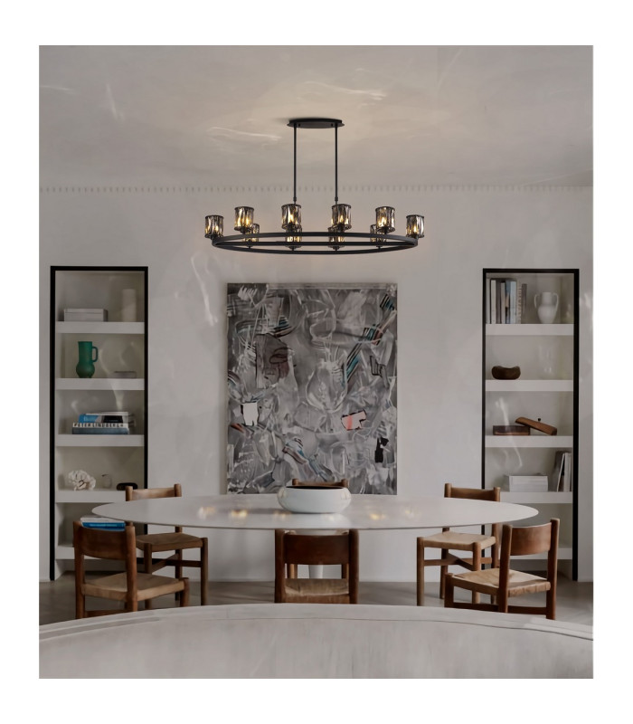 Keene 10 Light Oval G9 Telescopic Light Sand Black / Smoked Crystal Shade-4