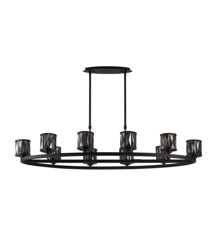 Keene 10 Light Oval G9 Telescopic Light Sand Black / Smoked Crystal Shade-5