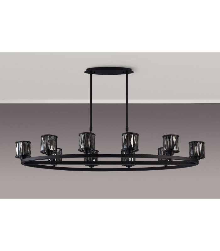 Keene 10 Light Oval G9 Telescopic Light Sand Black / Smoked Crystal Shade-8