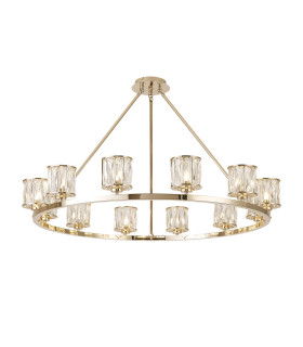 Keene 105.8cm 12 Light Round G9 Telescopic Light French Gold / Clear Crystal Shade-1