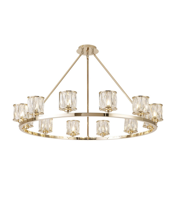 Keene 105.8cm 12 Light Round G9 Telescopic Light French Gold / Clear Crystal Shade-1