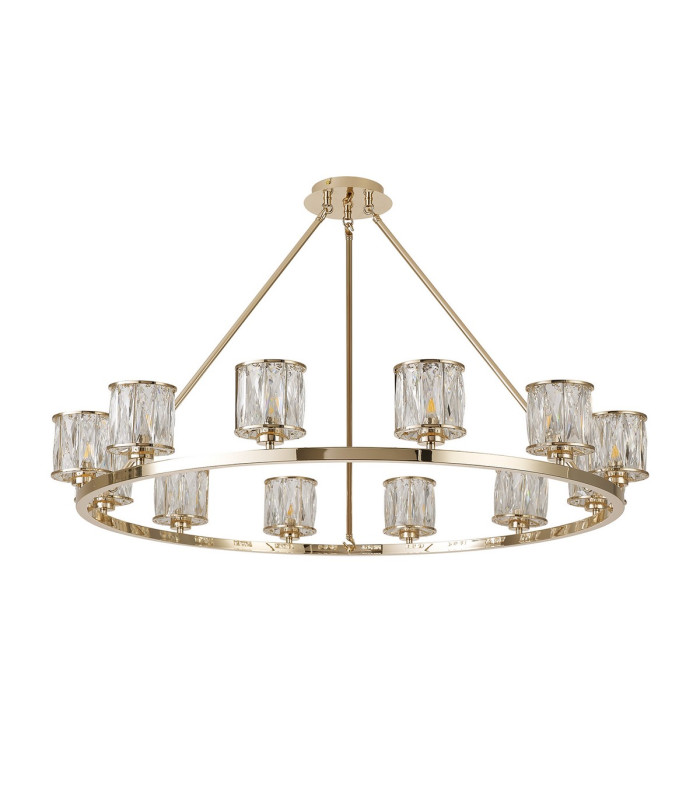 Keene 105.8cm 12 Light Round G9 Telescopic Light French Gold / Clear Crystal Shade-5