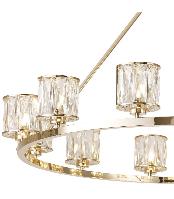 Keene 105.8cm 12 Light Round G9 Telescopic Light French Gold / Clear Crystal Shade-6