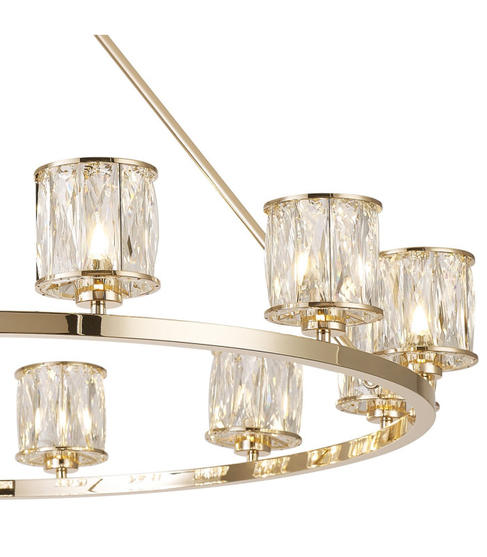 Keene 105.8cm 12 Light Round G9 Telescopic Light French Gold / Clear Crystal Shade-7