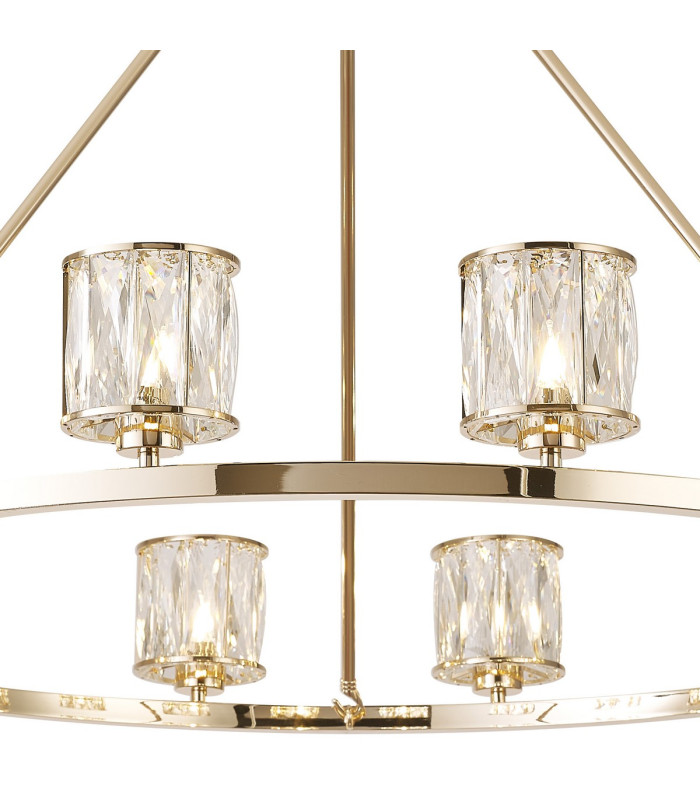 Keene 105.8cm 12 Light Round G9 Telescopic Light French Gold / Clear Crystal Shade-8