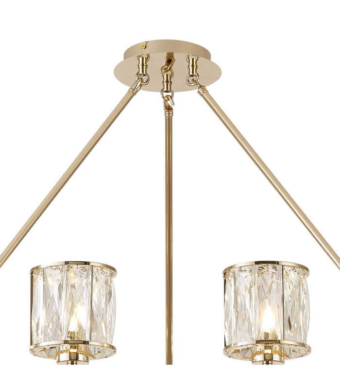 Keene 105.8cm 12 Light Round G9 Telescopic Light French Gold / Clear Crystal Shade-9