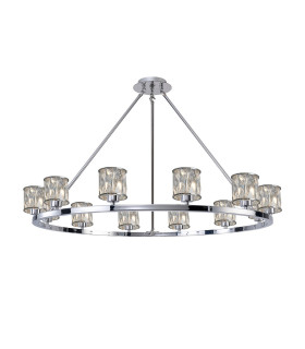 Keene 105.8cm 12 Light Round G9 Telescopic Light Polished Chrome / Clear Crystal Shade-1